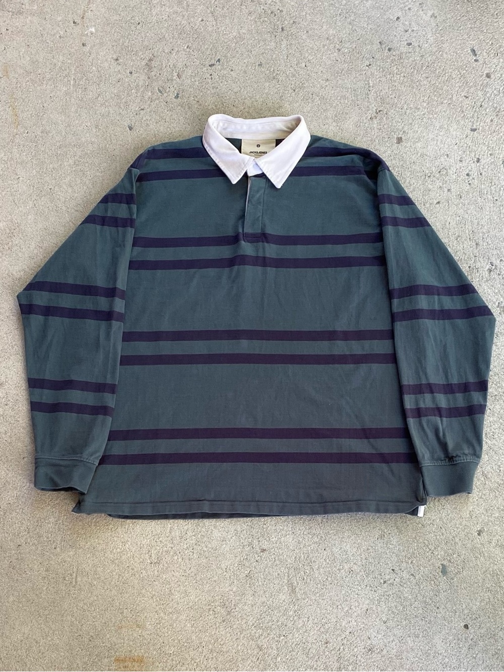 Green Jack & Jones Rugby Polo Sweatshirt